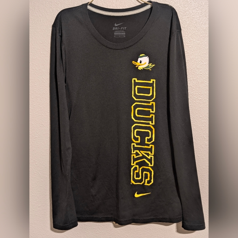 🦆 Nike Dri-FIT Oregon Ducks Long Sleeve T-Shirt - Black & Yellow Unisex Sz S